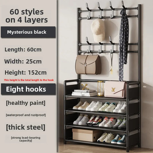 Multi-Layer Door-Mounted Shoe Hat Rack - Simple Assembly Household Integrated Multi-Functional Storage Cabinet for Home Use